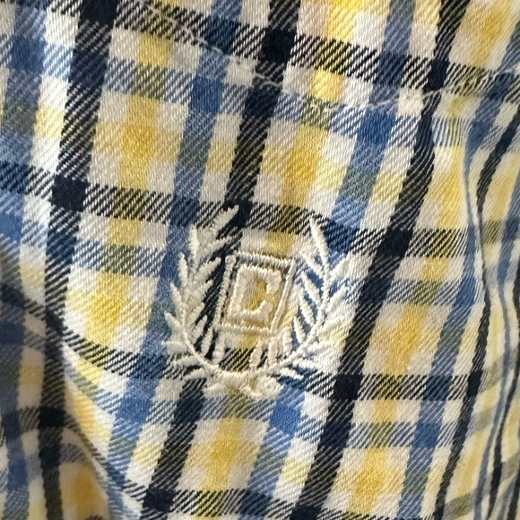 Chaps Dress Shirt Mens button front  plaid yellow and blue SZ M - Picture 3 of 6